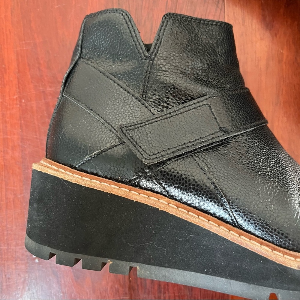 Eileen Fisher Cargo Ankle Bootie 6.5 Leather Lug Sole Minimalist Edgy Chunky - Picture 4 of 14